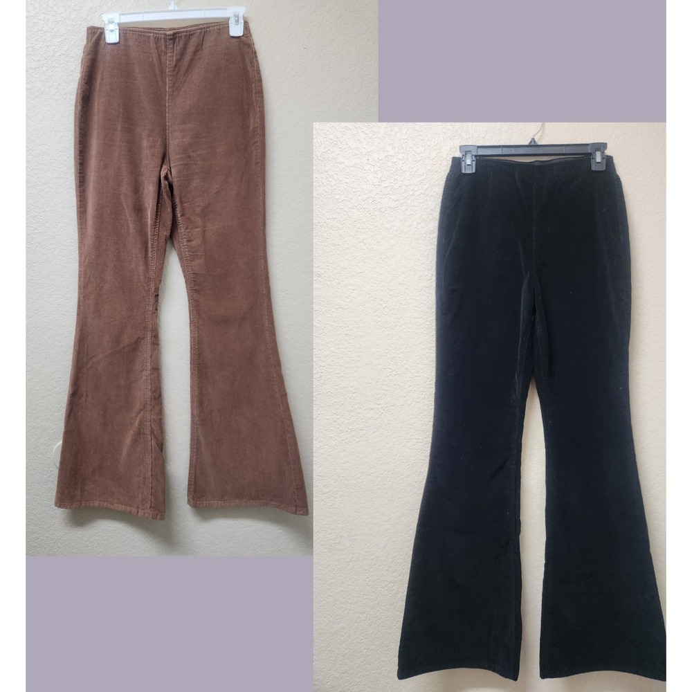 Women's No Boundaries Corduroy Flare Pants Lot 2 Pack High Waisted Black Brown S